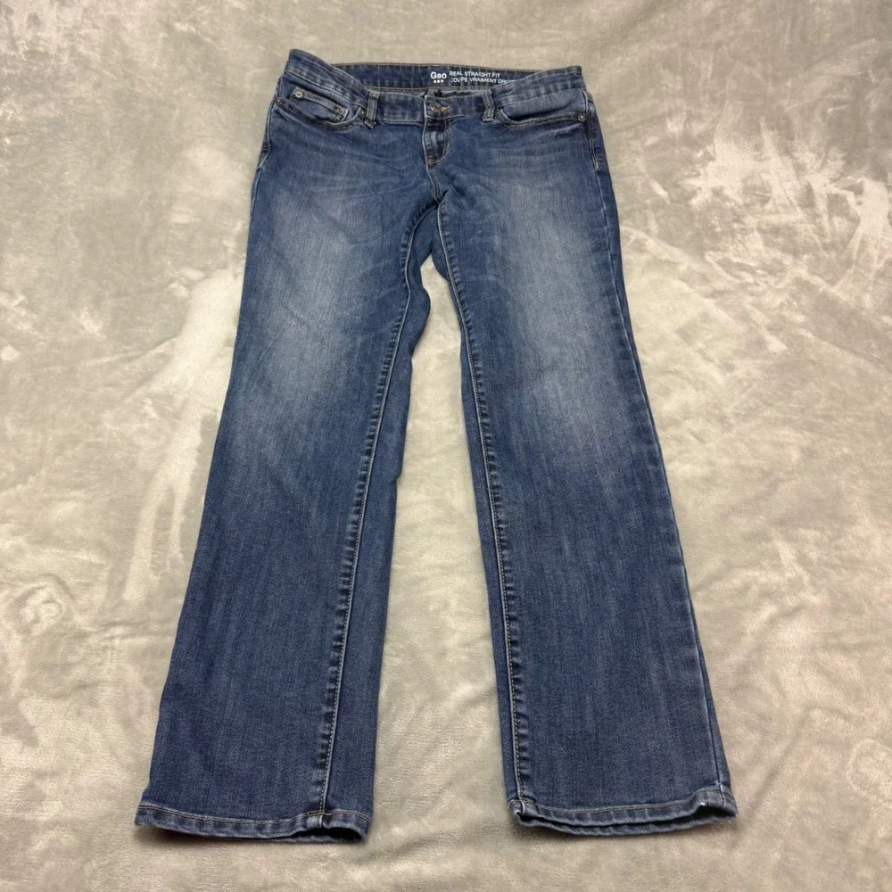 Gap Women Real Straight Fit Jeans Blue Denim Size 8 Regular‎ (32x29)